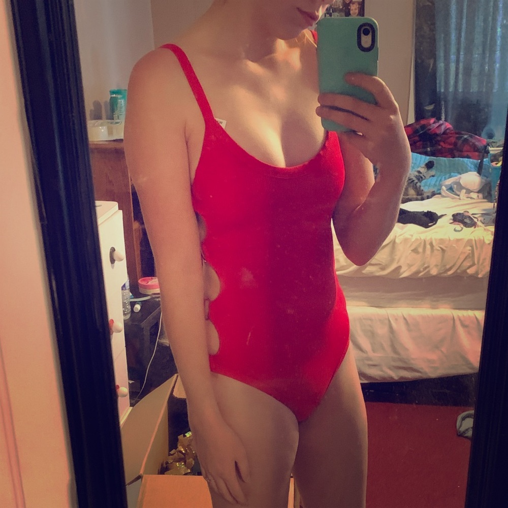 Brand new red ribbed swimsuit